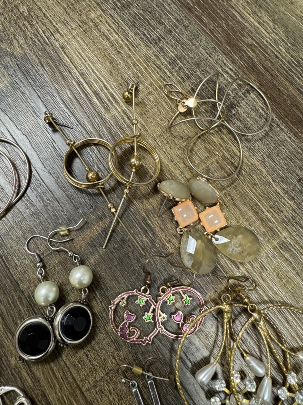 Gold-Tone Mixed Dangle Earrings - Elegant Gold Finish 21 Pair